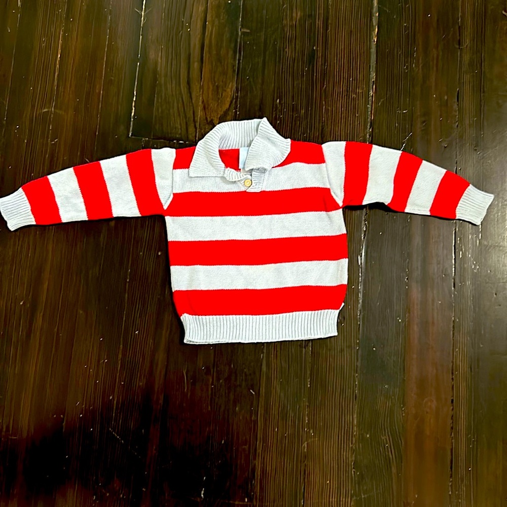 Bella Bliss size 3 light blue and red striped sweater